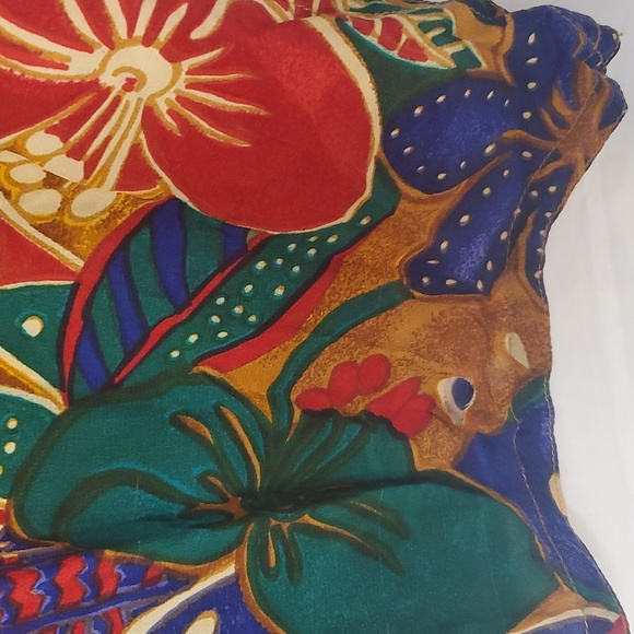 Vintage Silk Blouse Hawaiian Floral Women's Large 100% Washed Silk - Picture 11 of 11